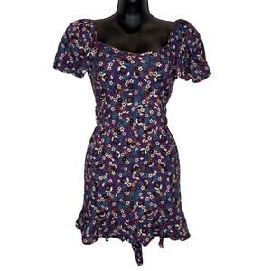 Band of the Free Coraline Purple Floral Crossover Mini Dress - XS